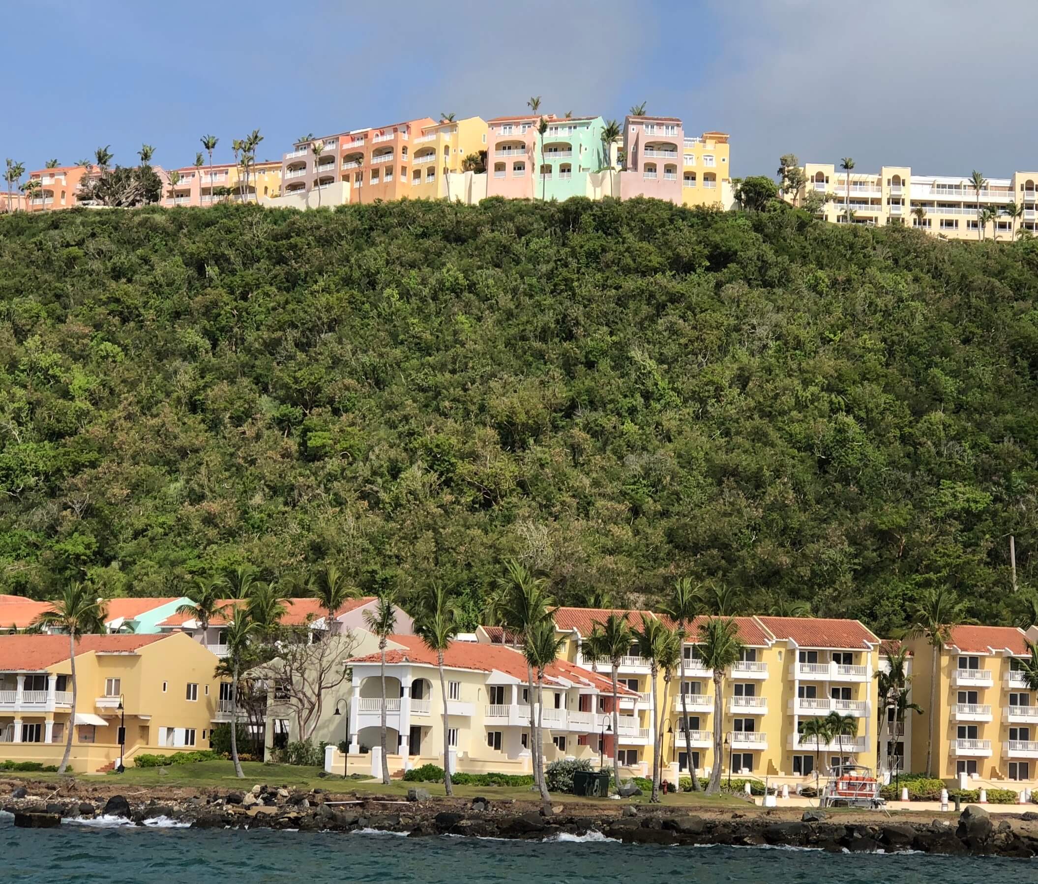 View of La Casitas Village at El Conquistador, a Waldorf Astoria Resort from the water.