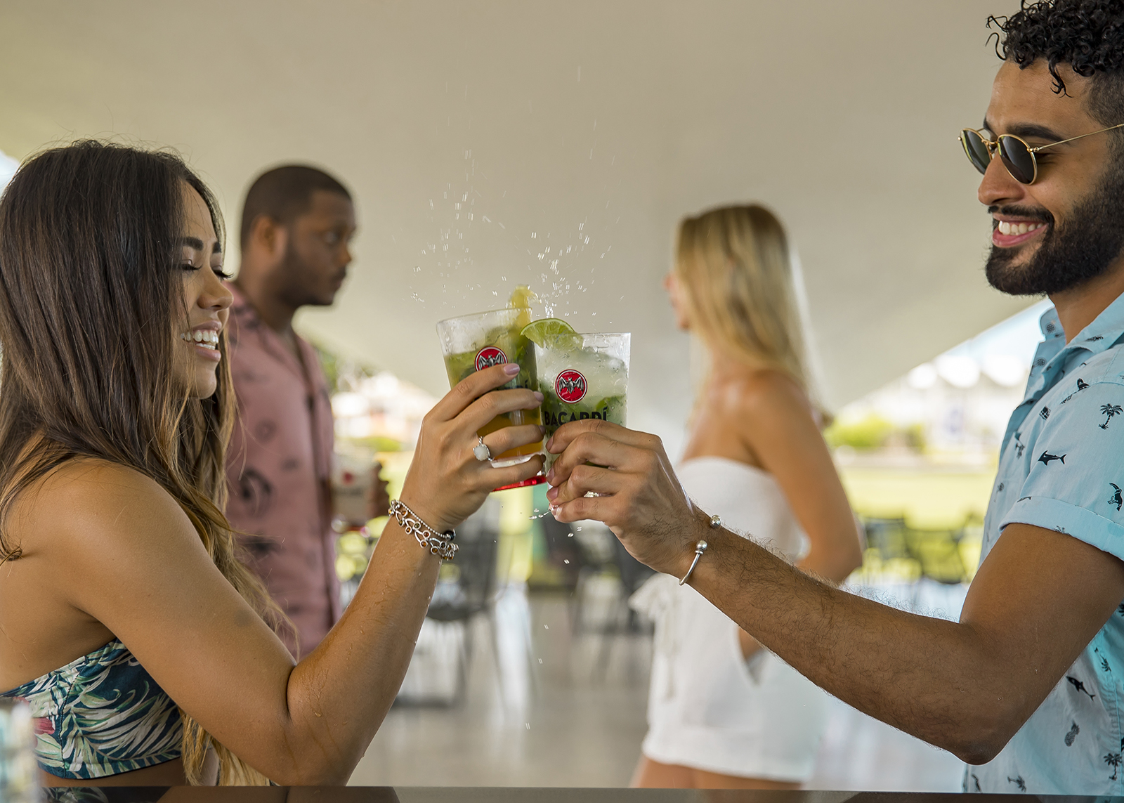 Celebration with rum cocktails.