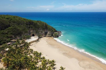 Tunel de Guajataca meeting the beach—iconic stop on a Puerto Rico road trip