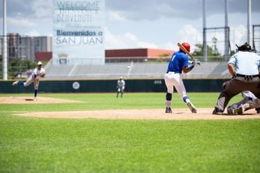 Players in baseball game