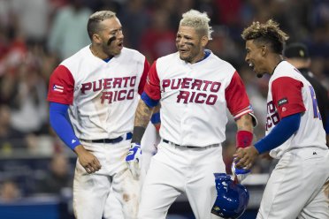 Team Rubio, Puerto Rico baseball team, celebrating a big win