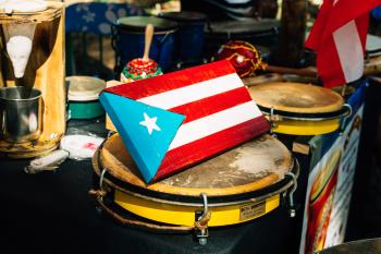 Flag and drum at a festival