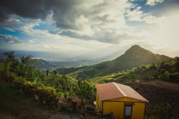 Panoramic view of Puerto Rico's central mountains.