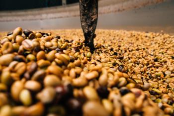 Coffee beans being roasted in Ciales