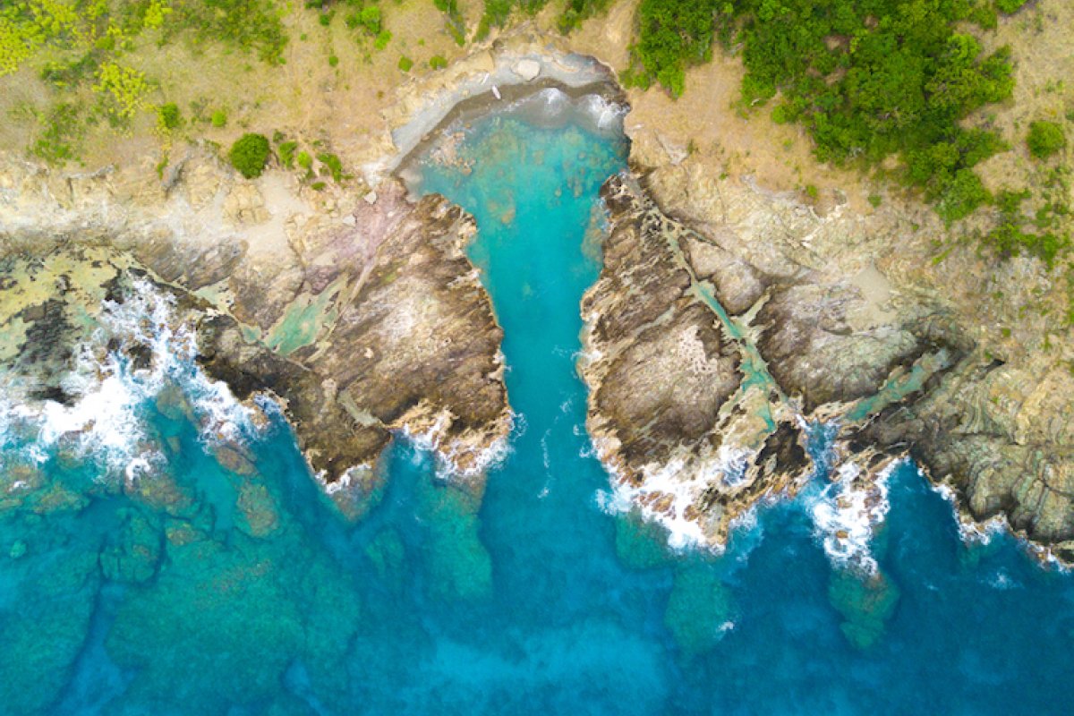 Aerial view of Desecheo Cove.