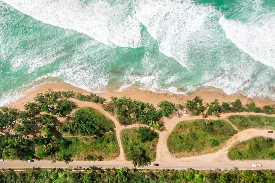 Aerial view of María’s Beach—one of the best beaches in Rincón, Puerto Rico