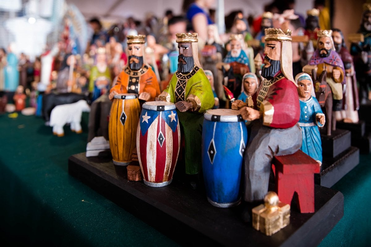 A collection of colorful, handmade souvenirs.