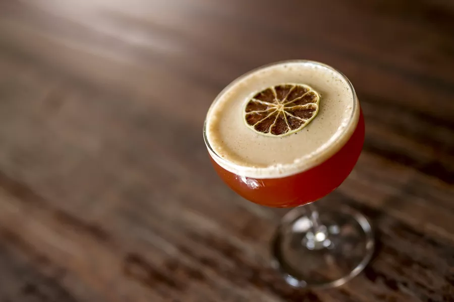 An expertly crafted cocktail from La Factoria. 