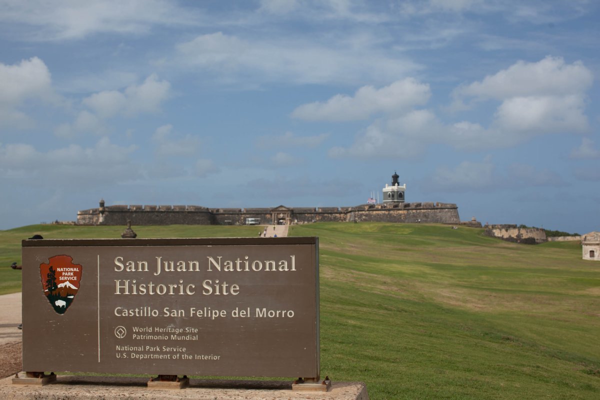 National Historic Site sign at Castillo San Felipe del Morro in San Juan.