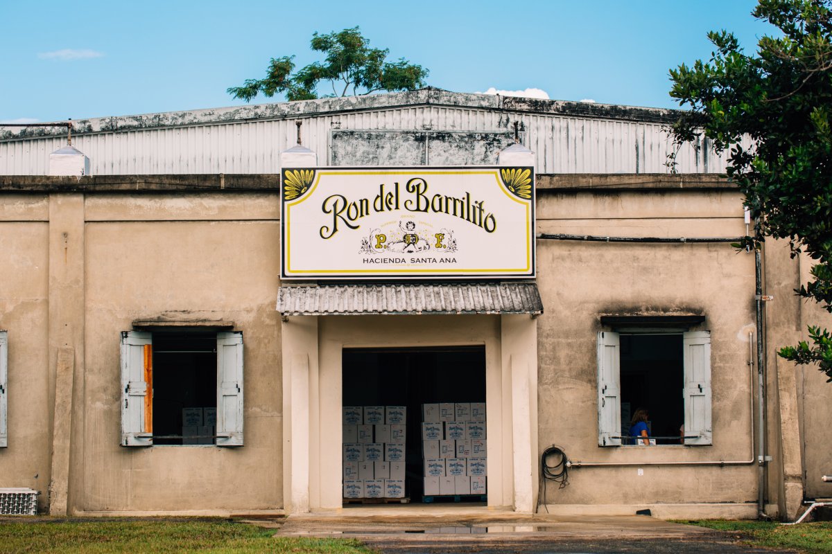 the exterior of a building at Hacienda Santa Ana where Ron del Barrilito rum is made. 