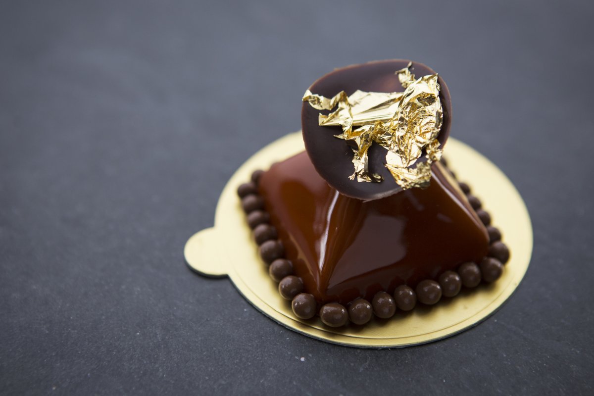 Gold-leaf chocolate dessert at 1919 Restaurant at the Condado Vanderbilt Hotel.