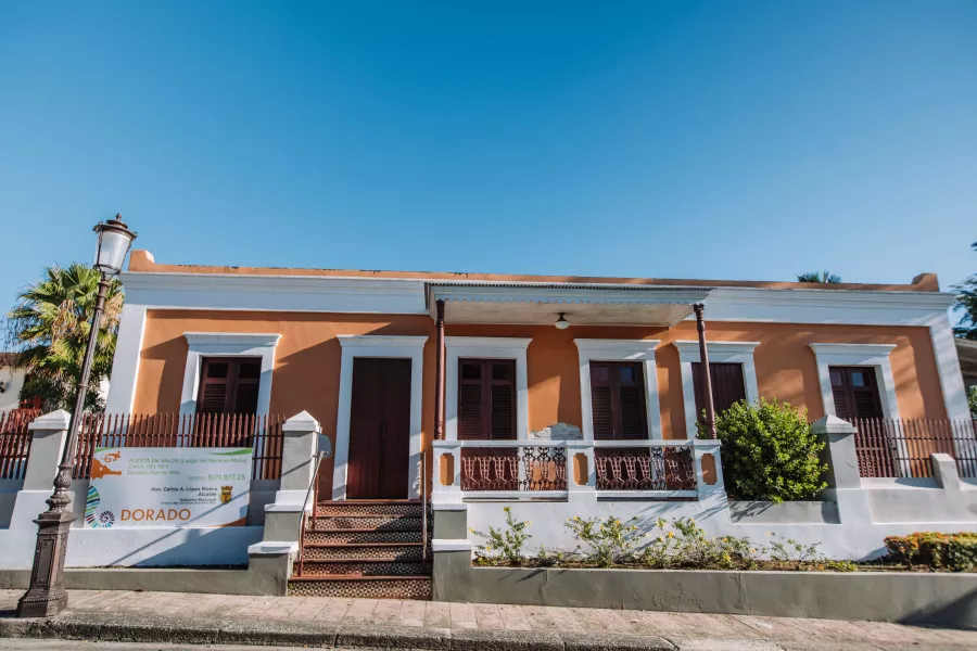 Historic facade of Museo y Centro Cultural Casa del Rey in Dorado, Puerto Rico