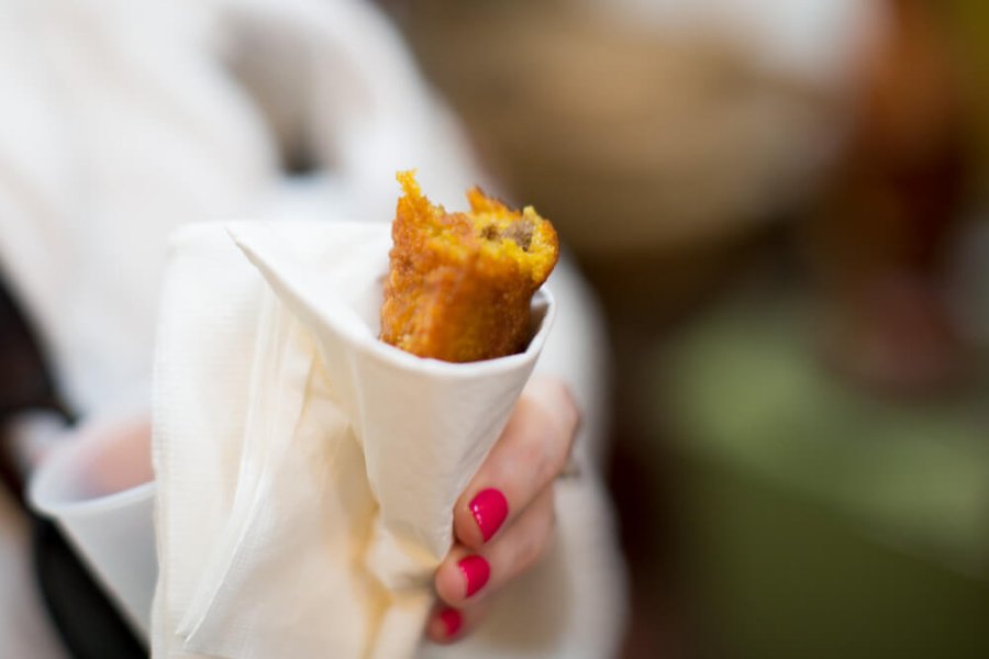 Alcapurria, green plantain and taro root fritters