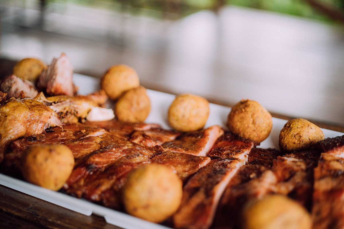 Mofongo and meat platter from ASAO Smokehouse