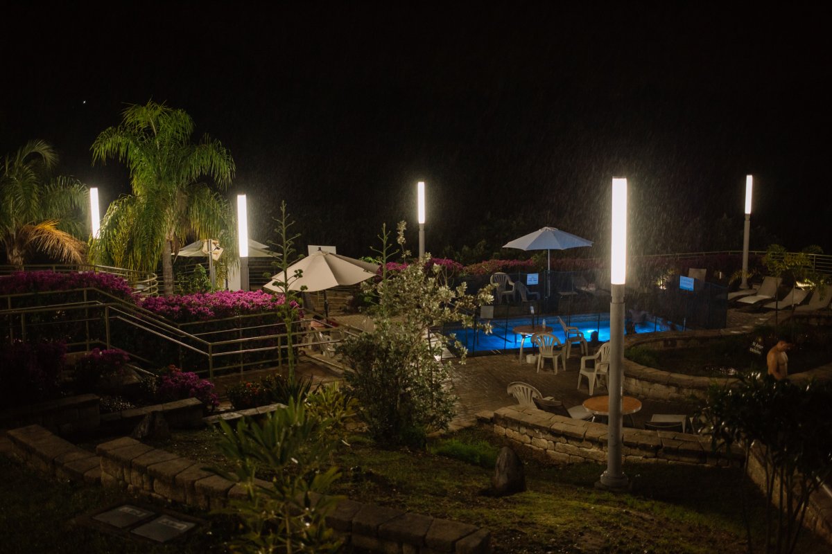 Banos de Coamo Hot Springs at night.