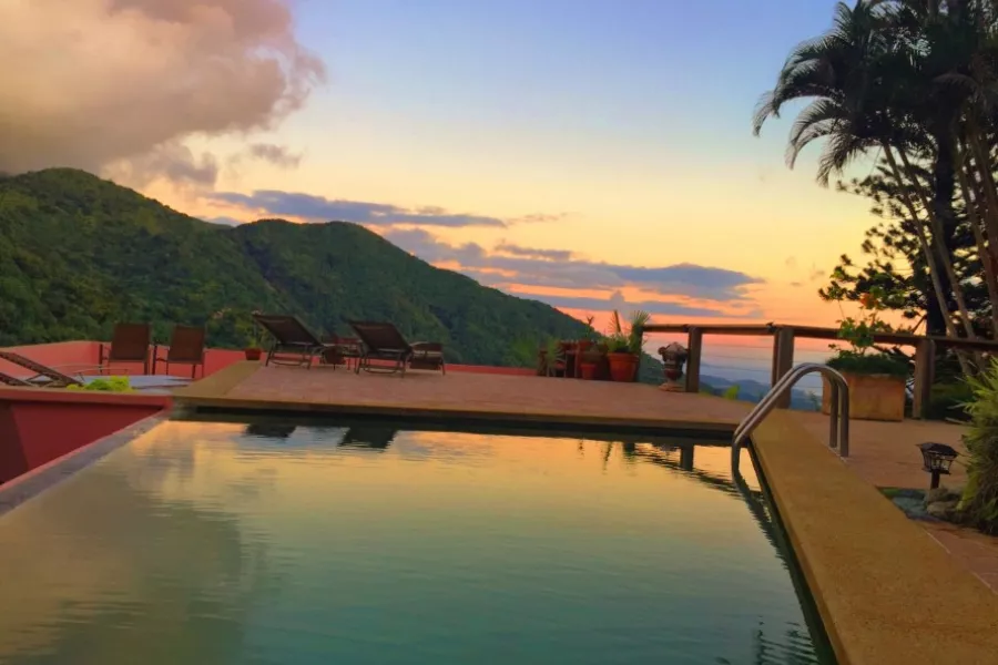 Pool view at Casa Flamboyant bed and Breakfast.