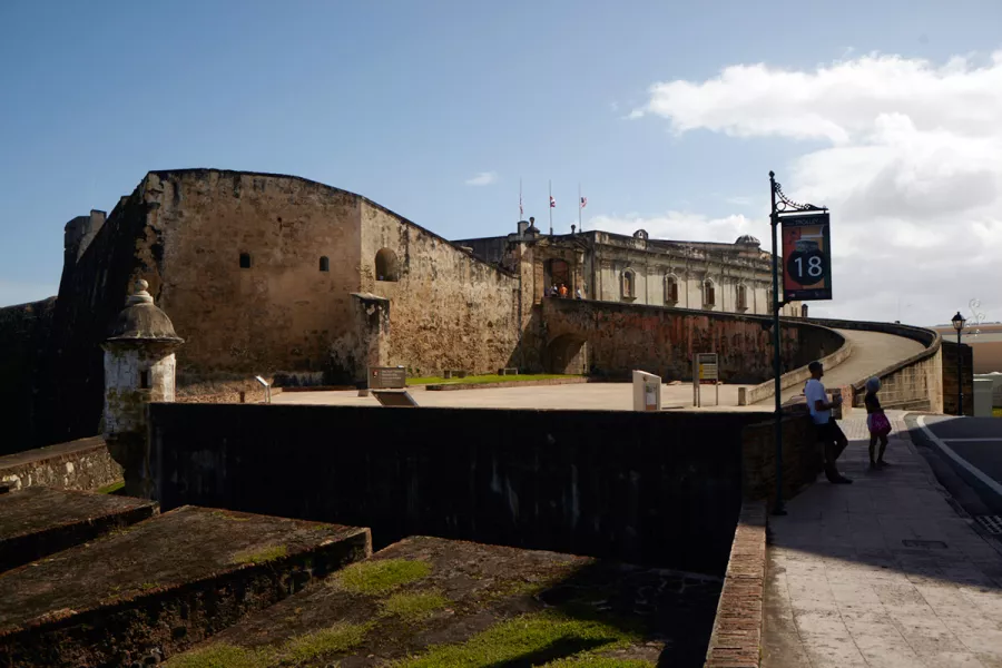 Exterior of Castillo San Cristóbal, a major Spanish fortification in Old San Juan, Puerto Rico.