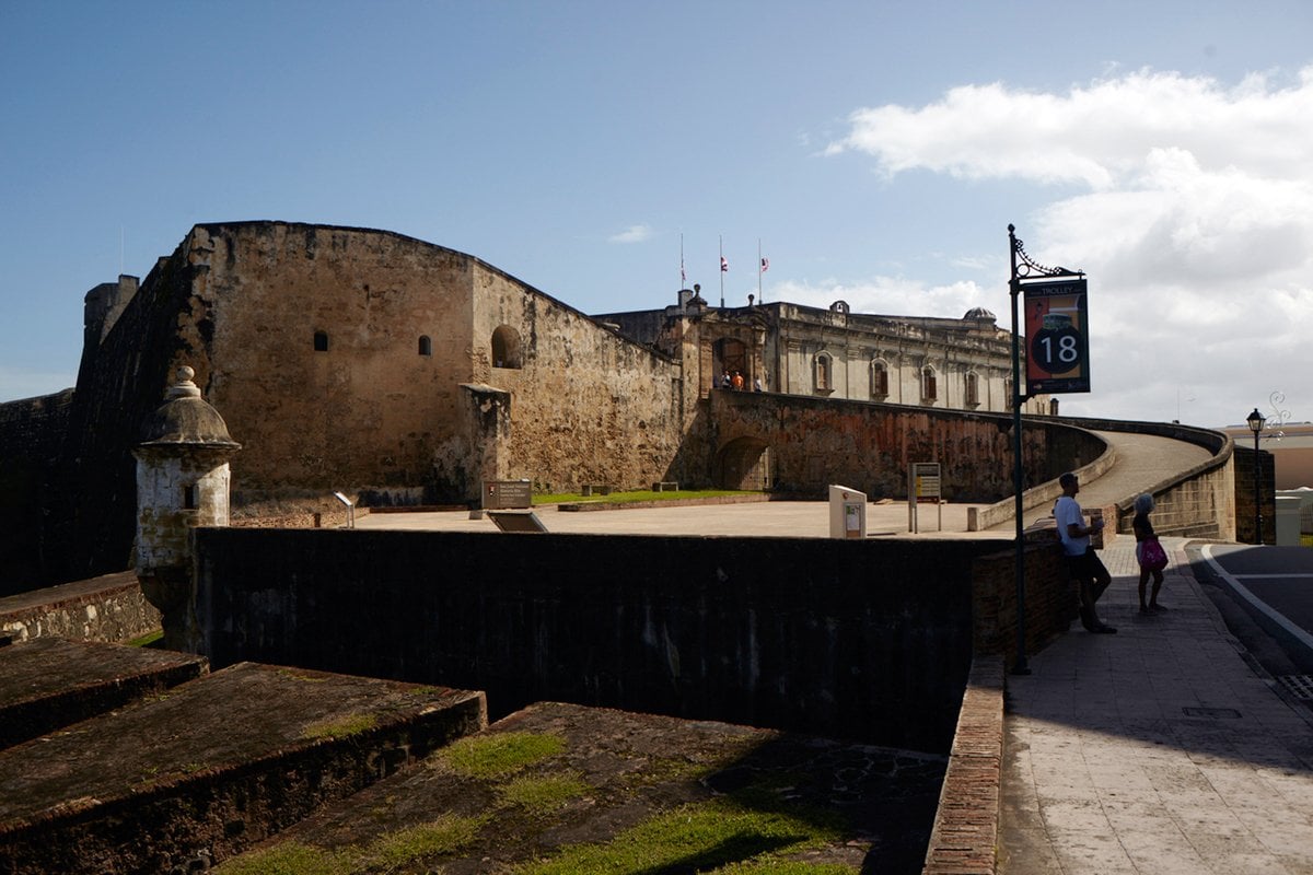 Exterior of Castillo San Cristóbal, a major Spanish fortification in Old San Juan, Puerto Rico.