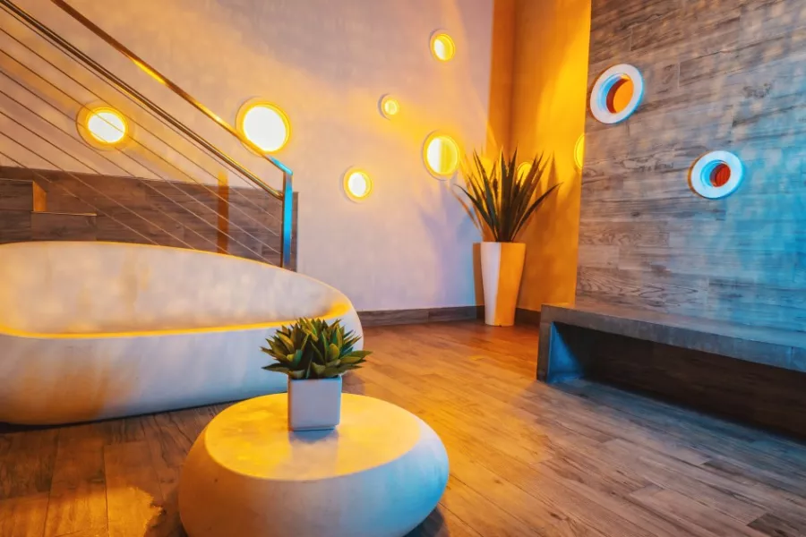 Relaxing waiting lounge at Cloud Spa, offering premier wellness treatments in San Juan.