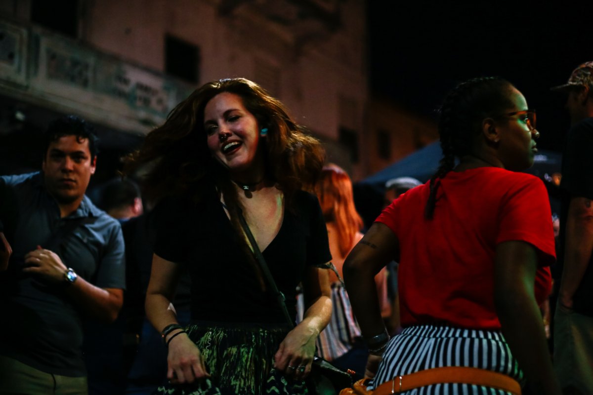 A woman dances at a nightlife spot in San Juan.