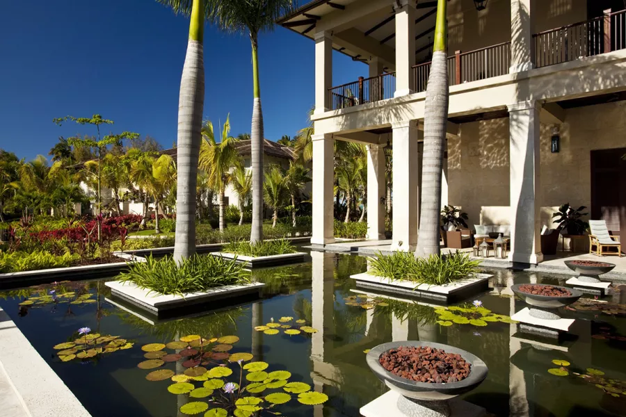 Lush tropical gardens at the St. Regis Bahia Beach, one of the best resorts in Puerto Rico.