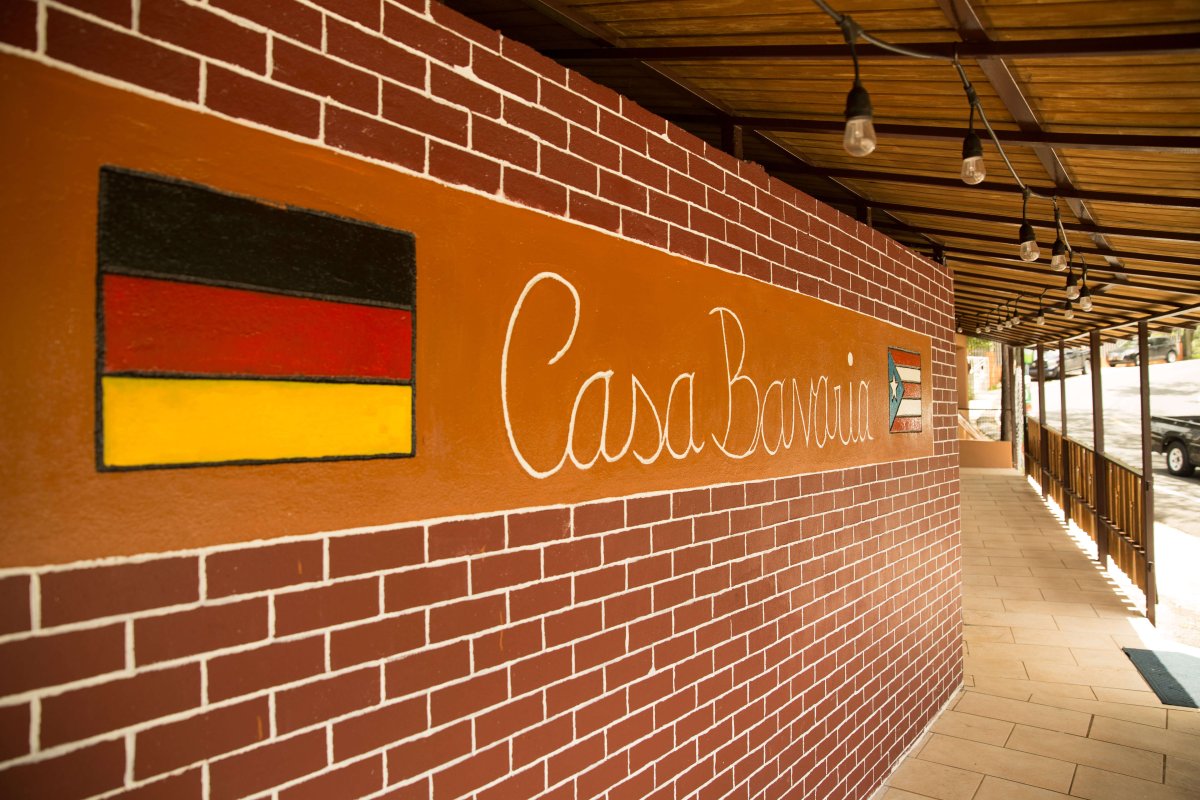 German flag painted on the wall of Casa Bavaria, a German restaurant in Morovis. 