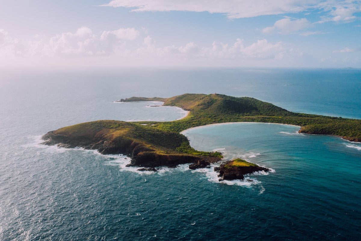 Aerial view of a cay in Culebra