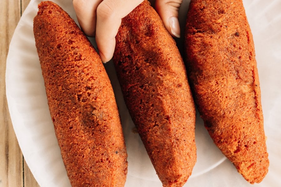 Alcapurrias, a popular Puerto Rican fritter made from yuca and filled with seasoned meat.