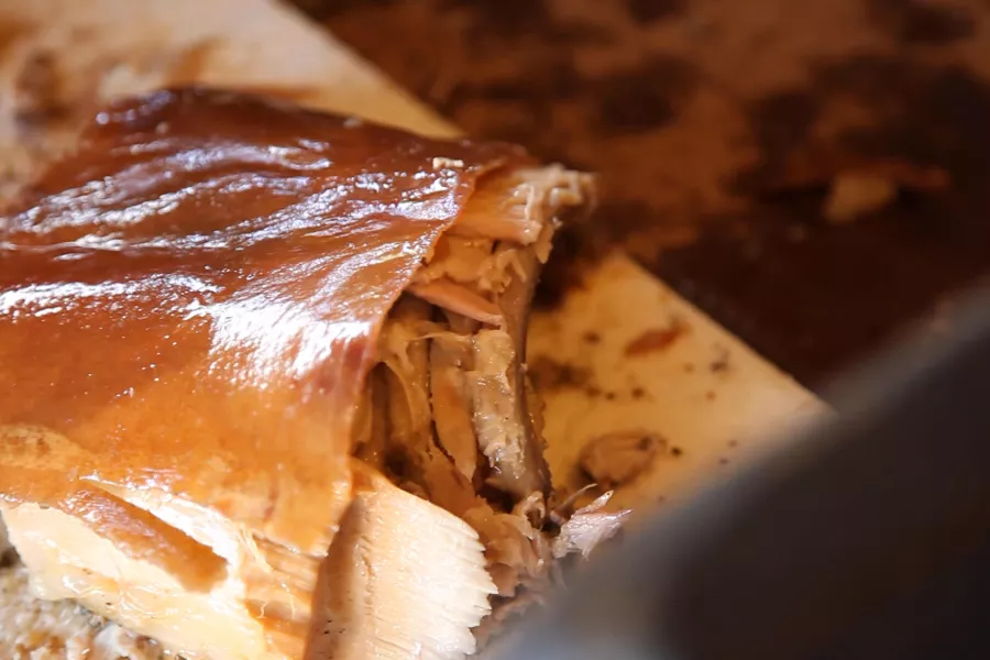 Juicy roasted lechón served on the Pork Highway in Puerto Rico