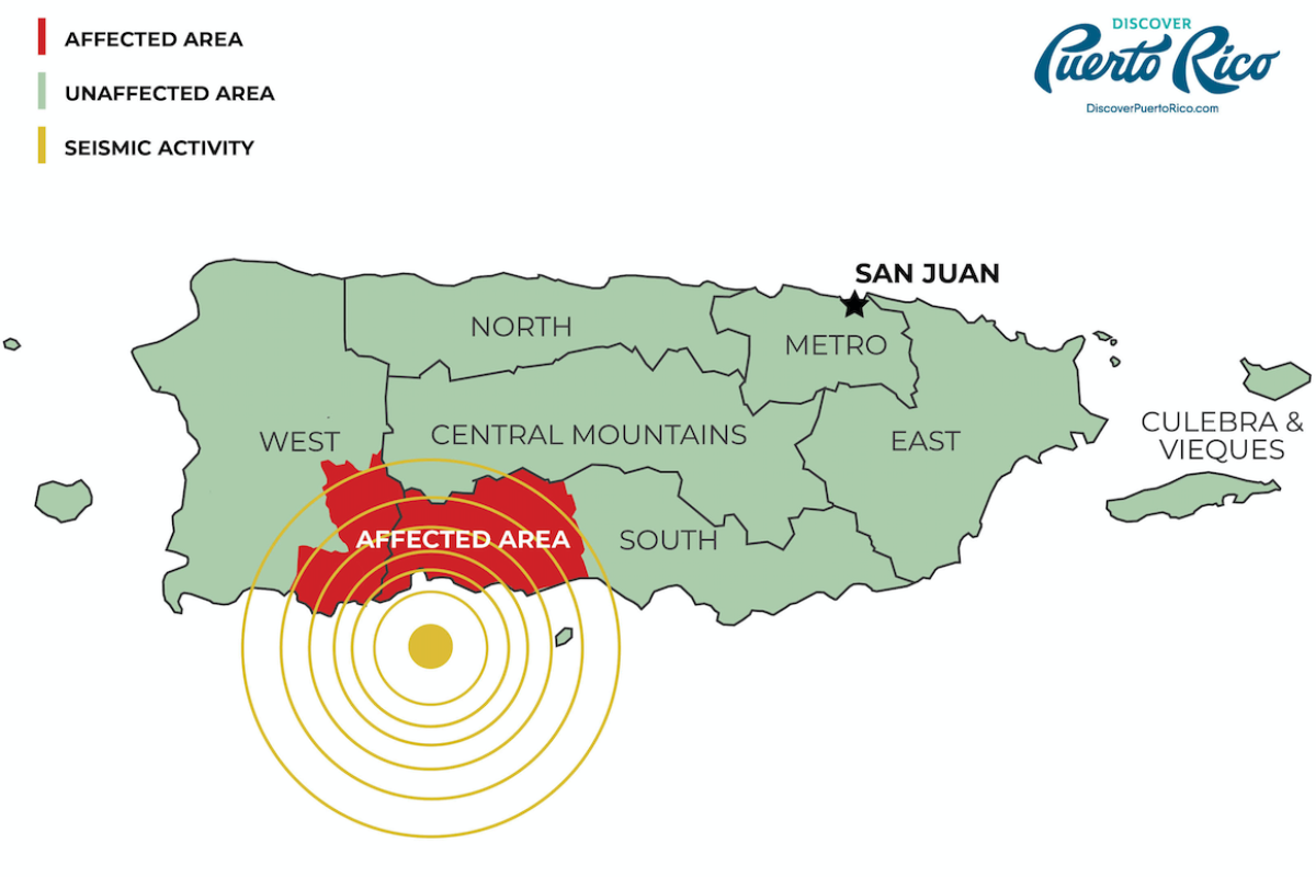 Earthquake affected areas in PR