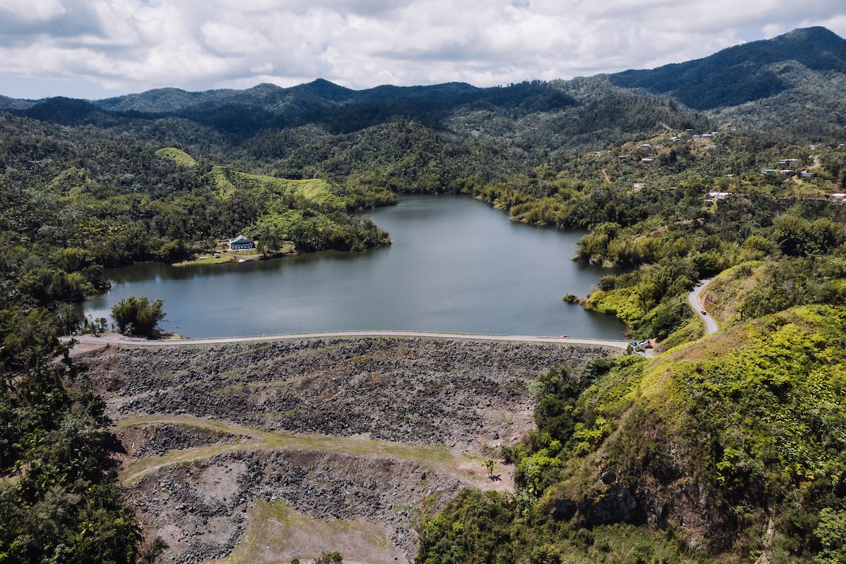 Panoramic view of the Garzas Lake in Adjuntas.
