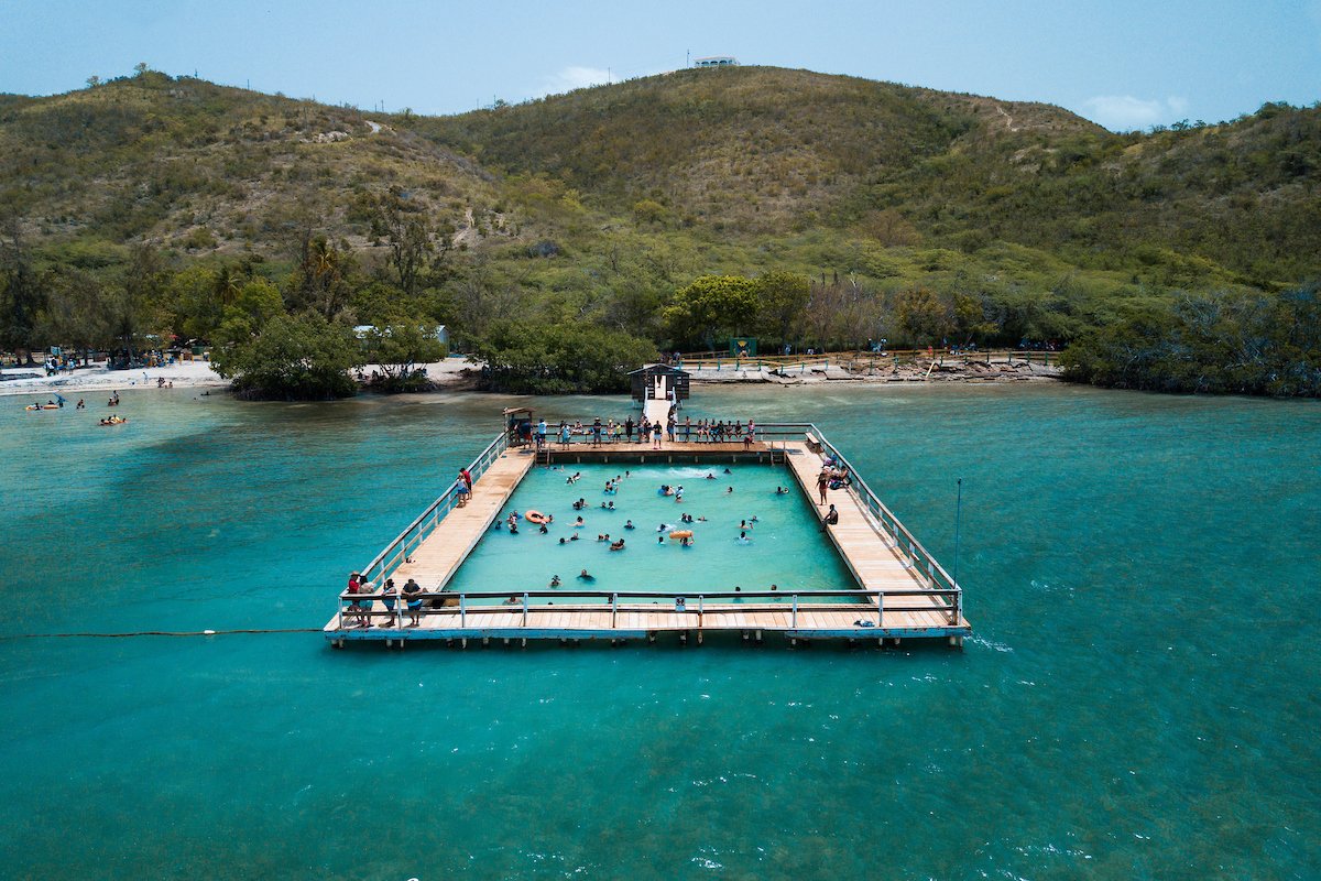 Aerial view of Playa Rosada in Lajas.