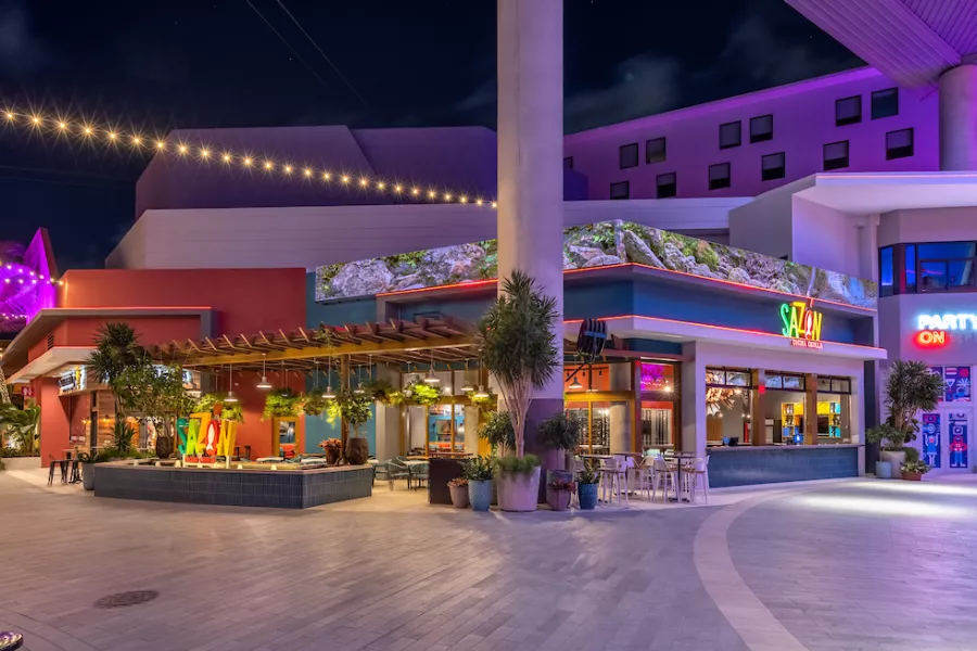 Dining area at T-Mobile District San Juan featuring top restaurants and nightlife spots.