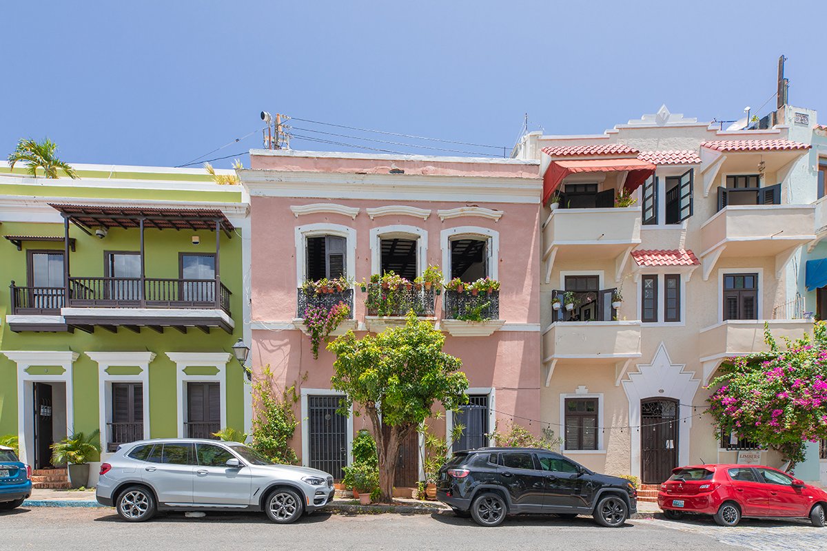 View of 16th-century houses in Old San Juan.