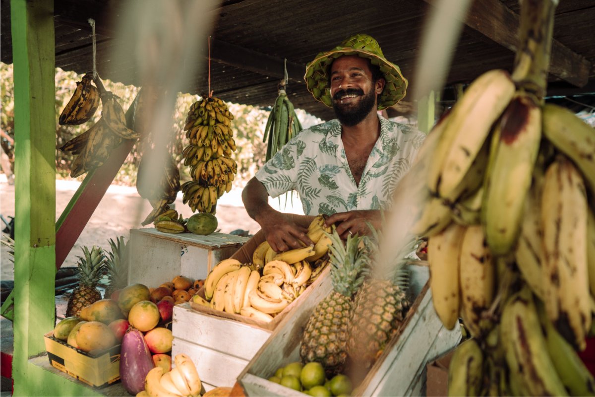 A food vendor is pictured in a kiosk in Puerto Rico