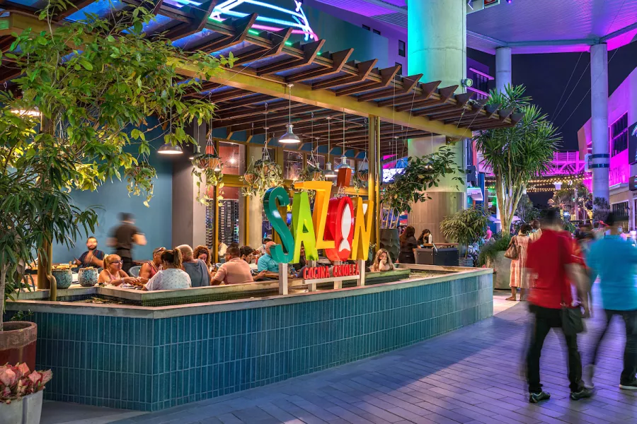 Outdoor dining at Sazón Cocina Criolla, a lively spot for doing some fine dining in San Juan.