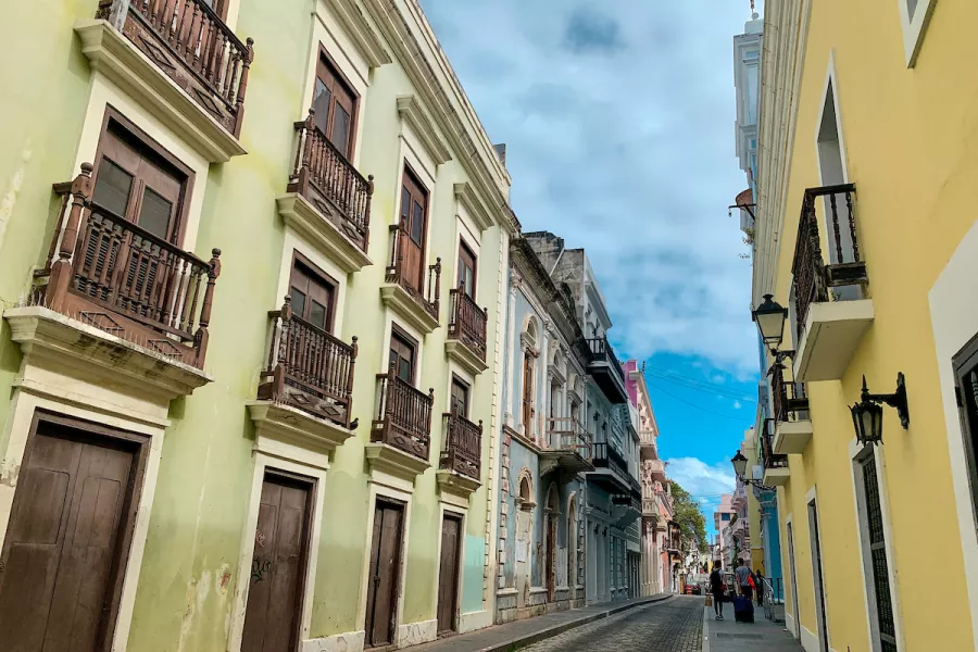 Colorful street in Old San Juan, backdrop for multiple films shot in Puerto Rico