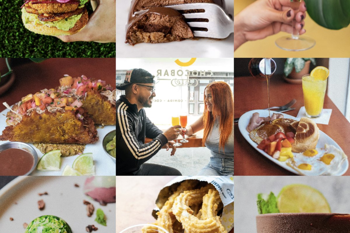 A collage of images showcases the dining experience at Chocobar Cortes in Old San Juan, Puerto Rico.