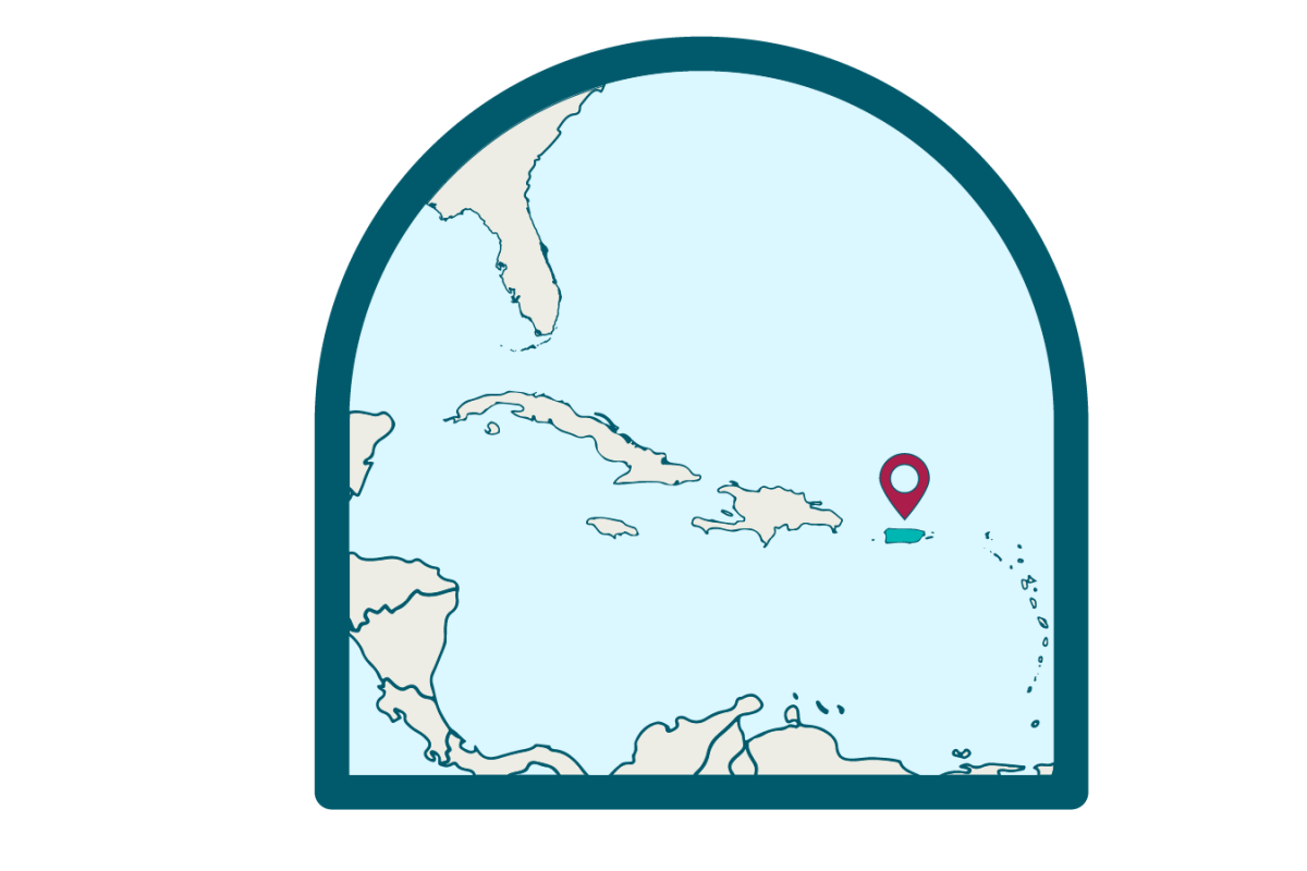 Map of Puerto Rico in the Caribbean 