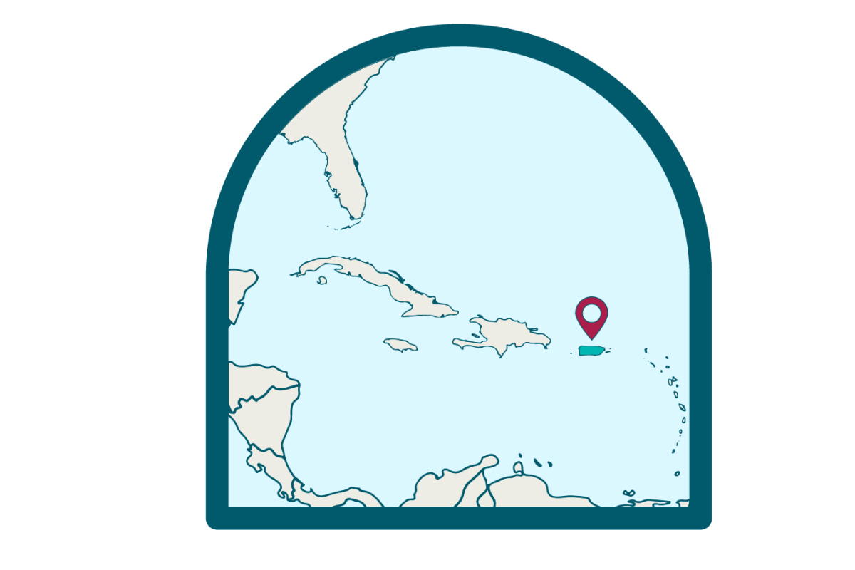 Map of Puerto Rico in the Caribbean