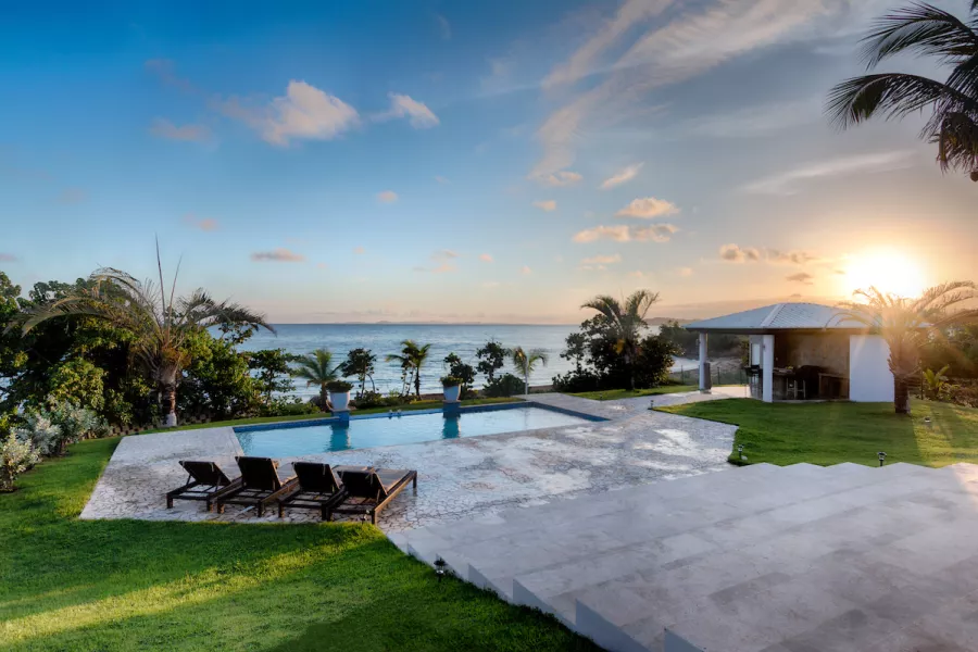 Views of an independent vacation rental's pool in Puerto Rico.