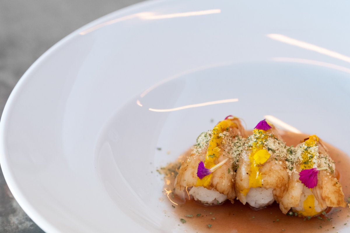 Shrimp nigiri dish from SUR Barra Nikkei