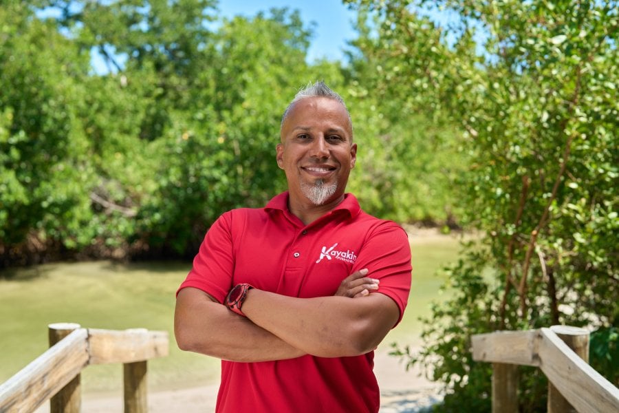 Noel Cruz in front a lagoon.