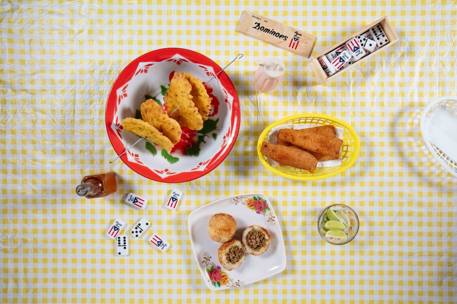 Flat lay of Puerto Rican friters.