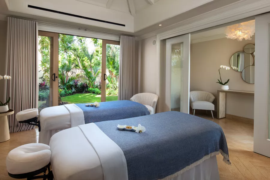 Luxury couples’ treatment room at the Iridium Spa, St. Regis Bahia Beach Resort in Río Grande, Puerto Rico.