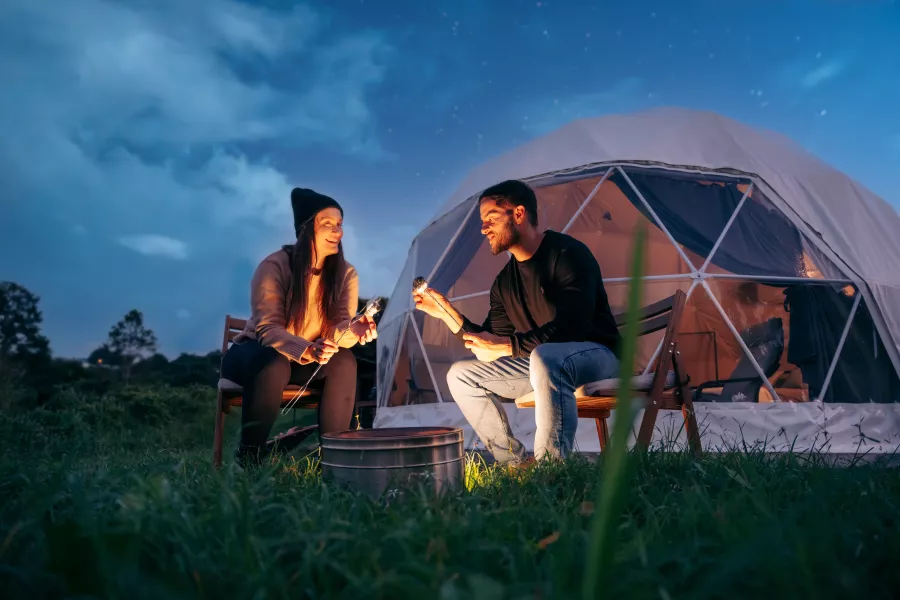 Night views at Clouds Glamping in Ciales. 