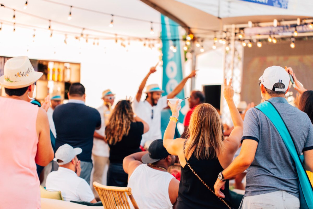 Group of people dancing and having fun.