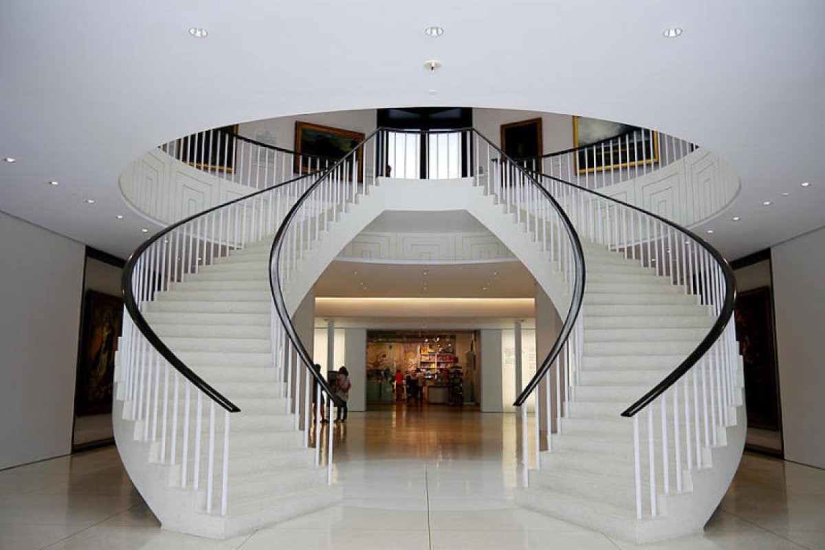 Inside staircase of museum.