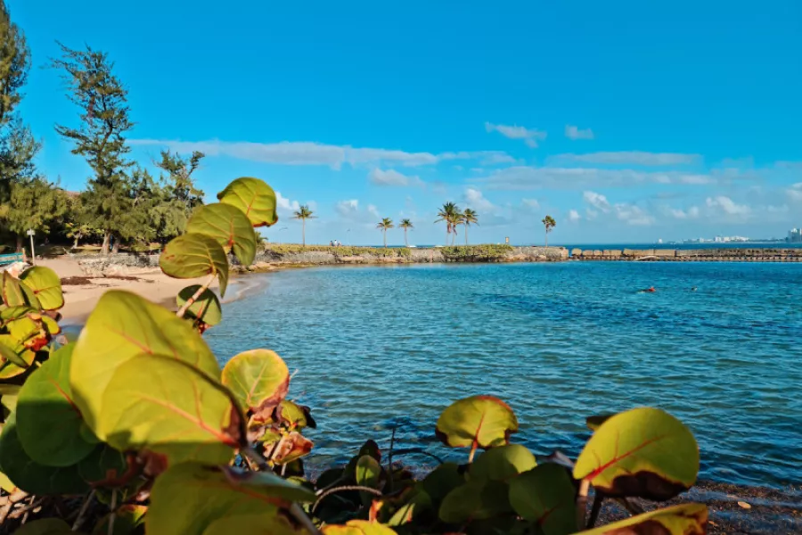 View of El Escambrón beach in San Juan, great place for snorkeling and swimming activities in San Juan.