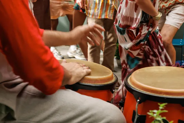 Person playing the congas.